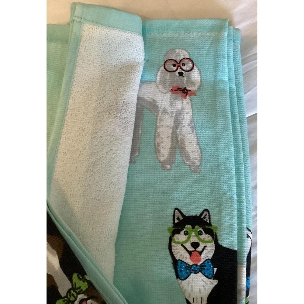 NWT Cynthia Rowley Kitchen‎ Towels, Dogs with Glasses, set of 2